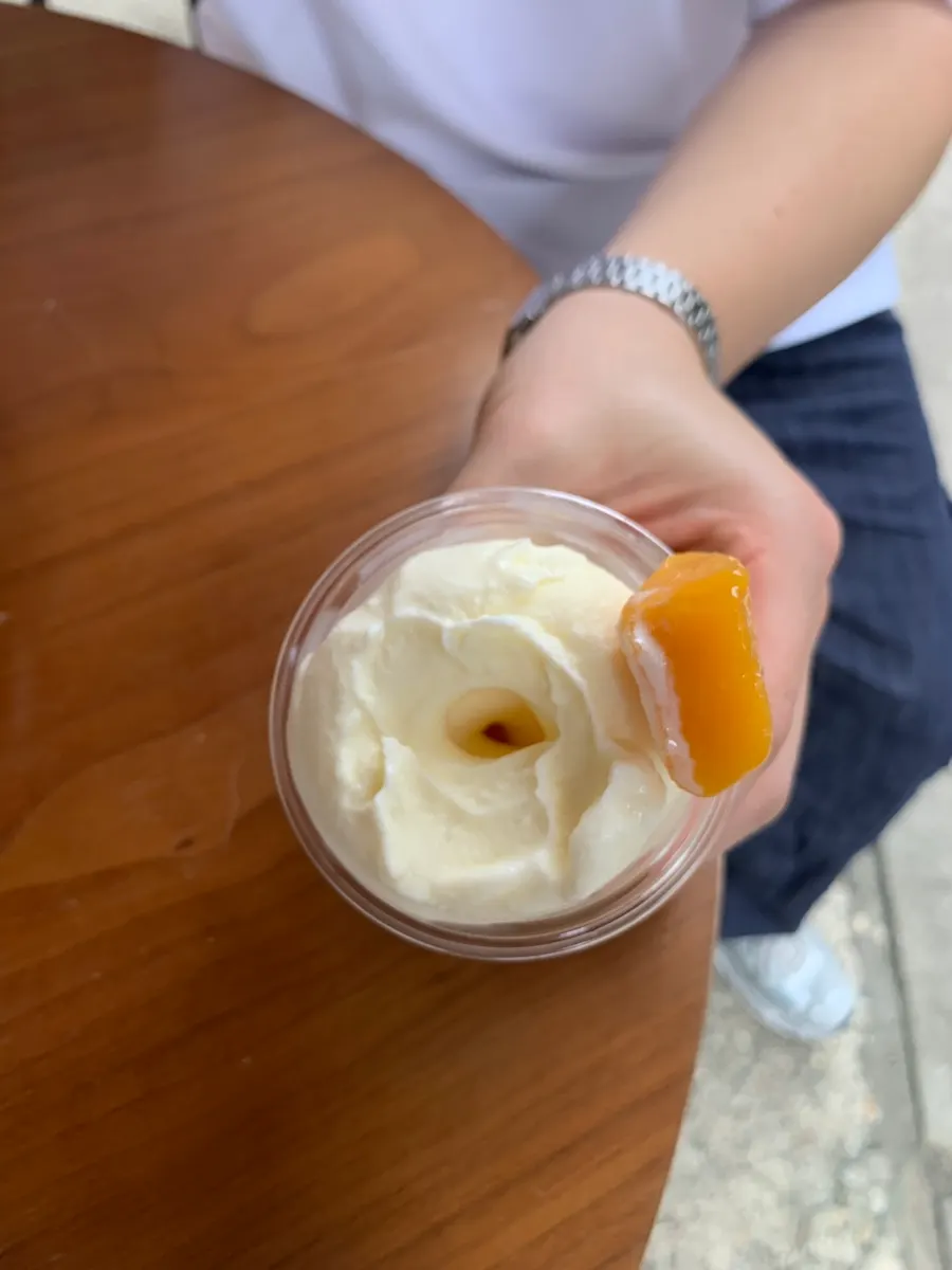 Cross-section of the soft serve, packed solid to the center