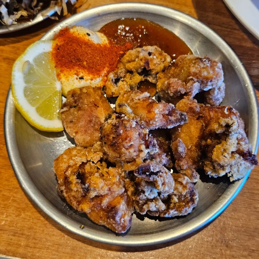 Bite-sized homemade chicken karaage fried to order