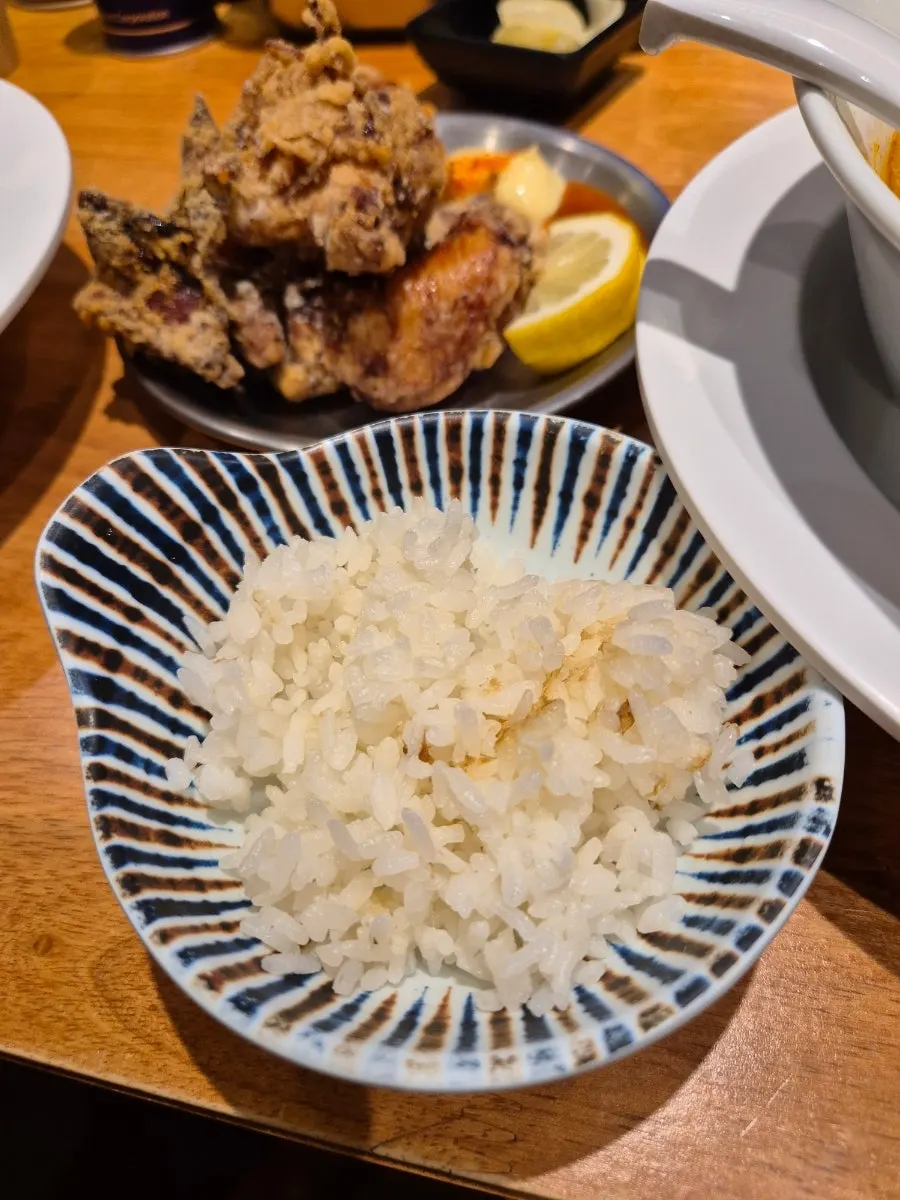 Broth and noodles of the shoyu ramen