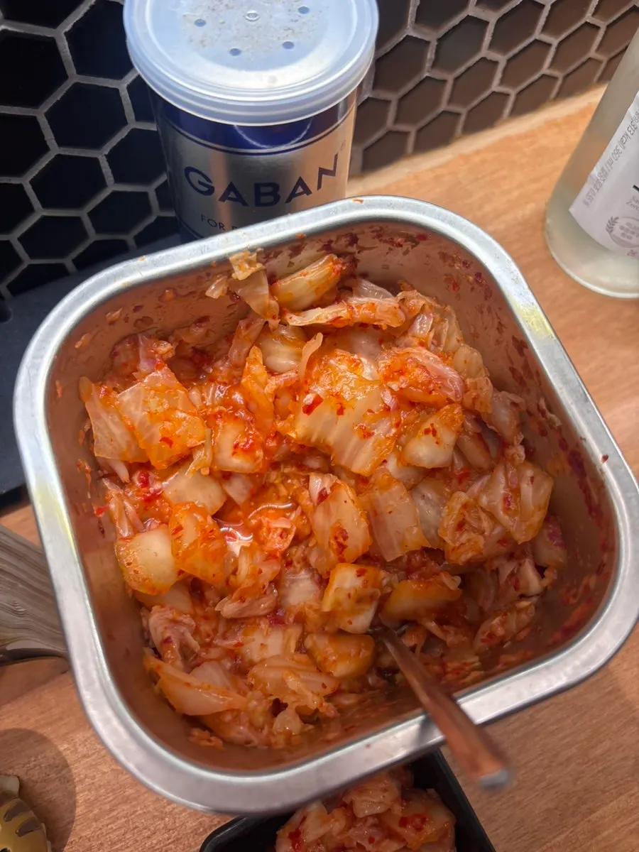 Kimchi side dish served with the ramen