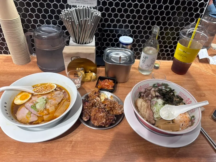Wide shot of the meal spread at Mentsuru City Hall Branch