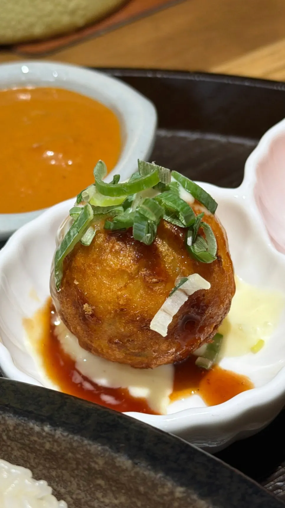 Takoyaki served as a side dish