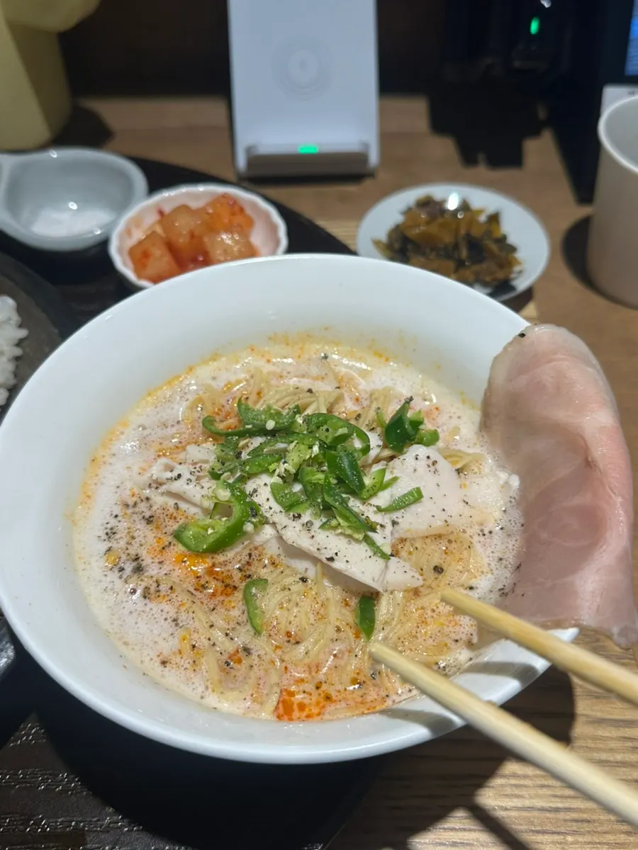 Rich chicken broth ramen soup