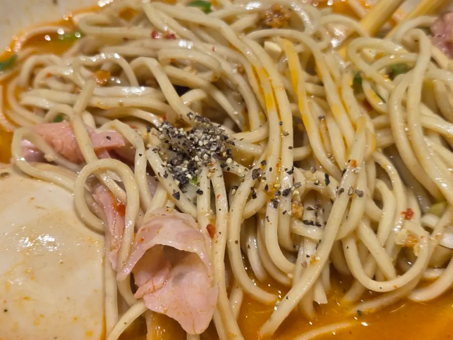 Mini cheese rice with tantanmen broth poured over it
