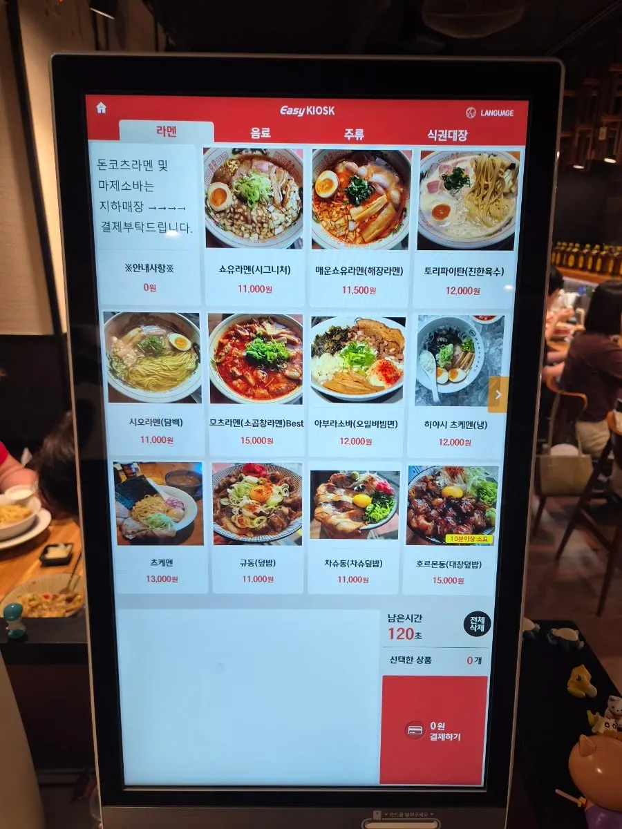 Menu lineup at Mentsuru City Hall Branch
