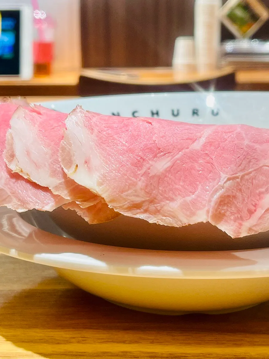 Chashu topping on top of tori paitan