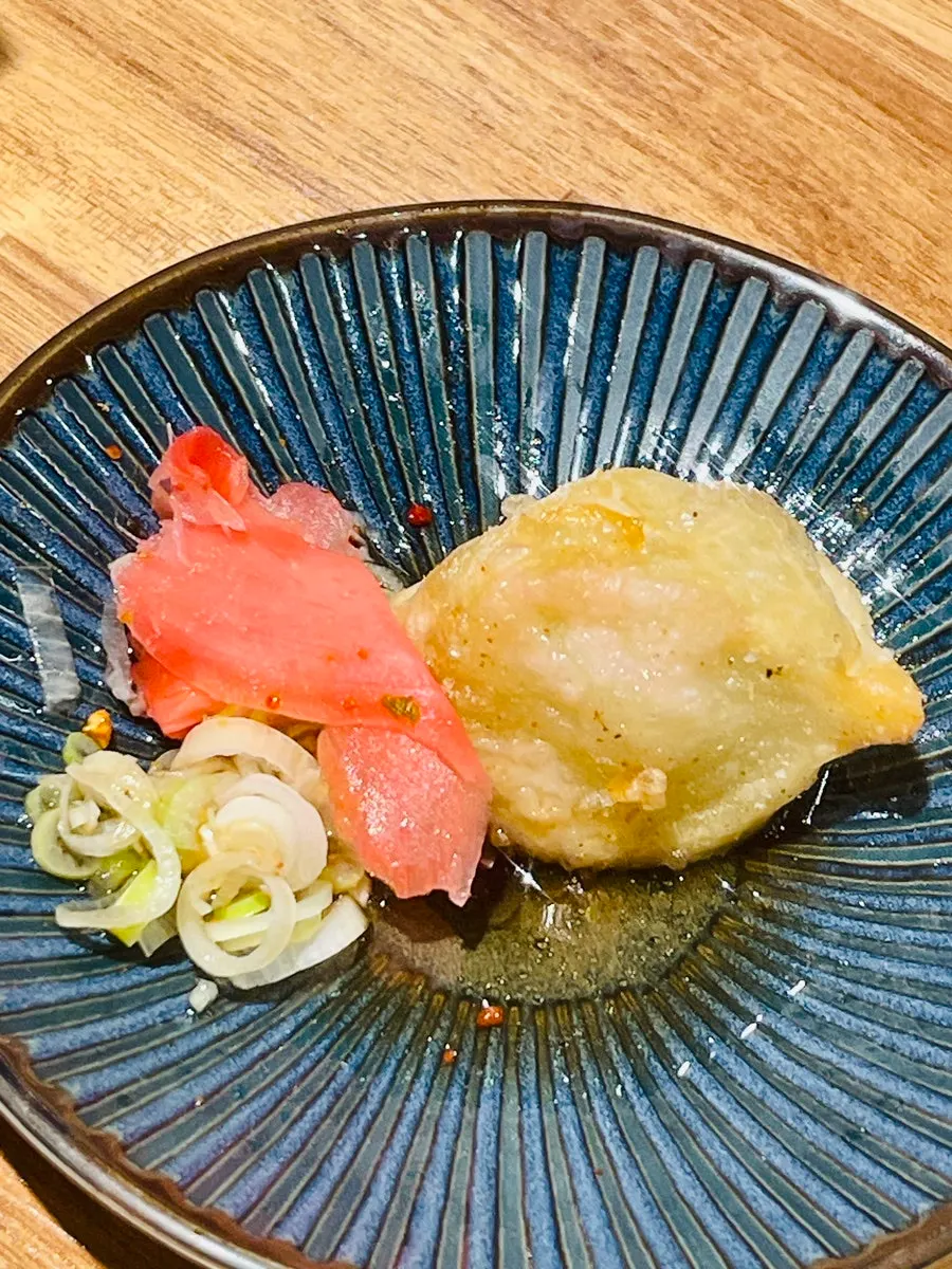 Cross-section of a plump gyoza fry