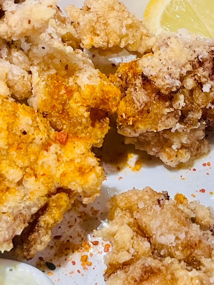 Close-up of seasoned homemade karaage