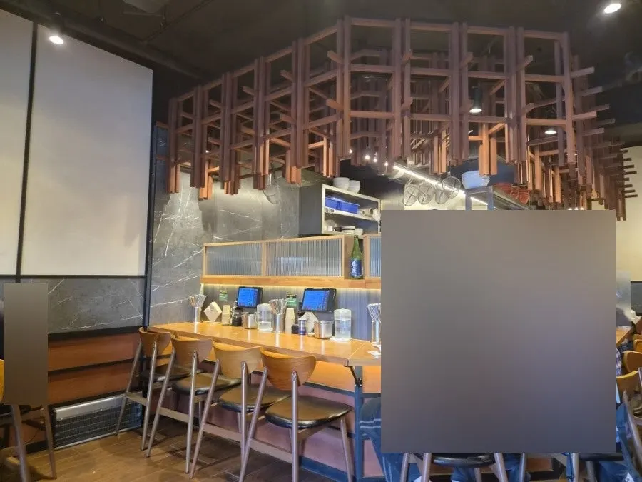 Outer window bar table seating