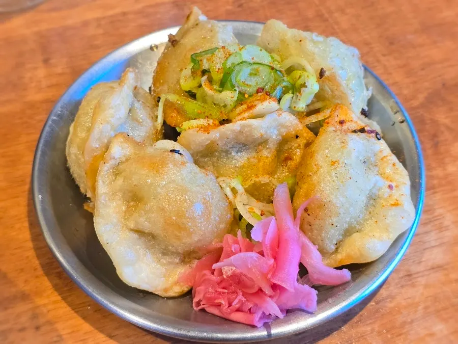 A plate of fried gyoza at Mentsuru