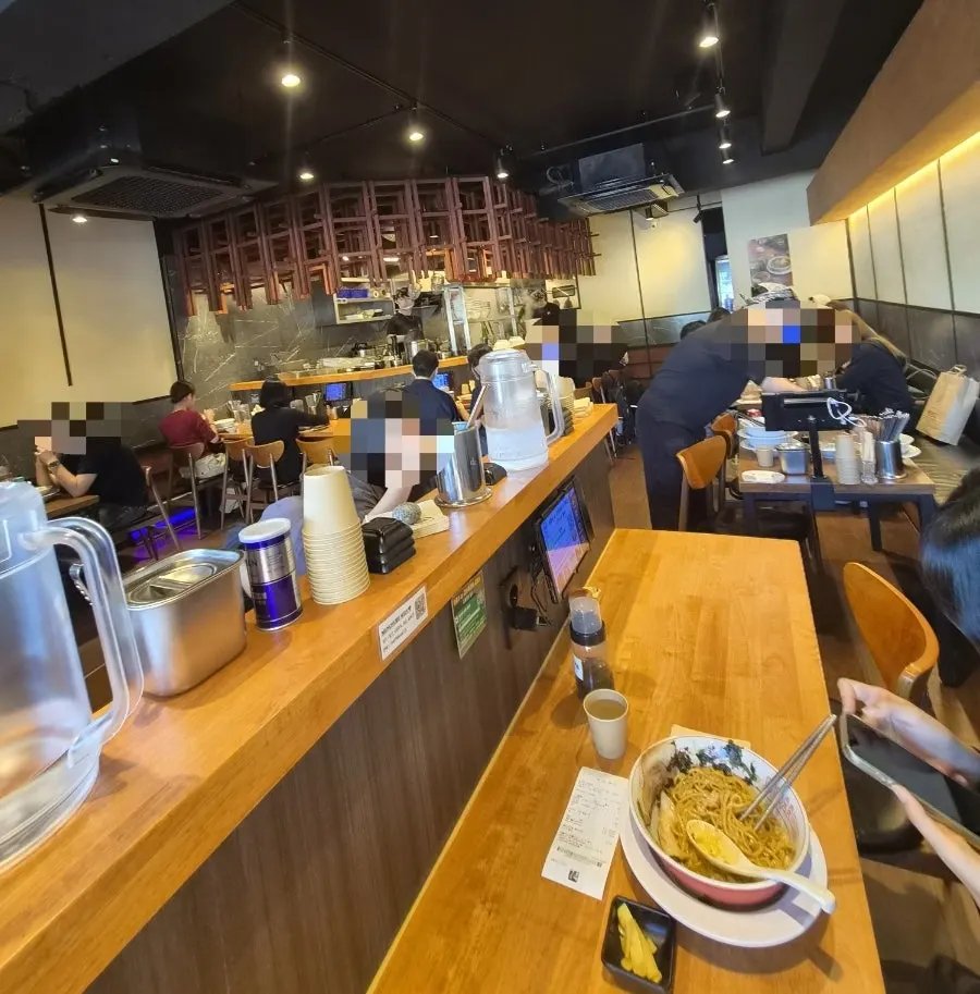 Bar-style seating good for solo dining