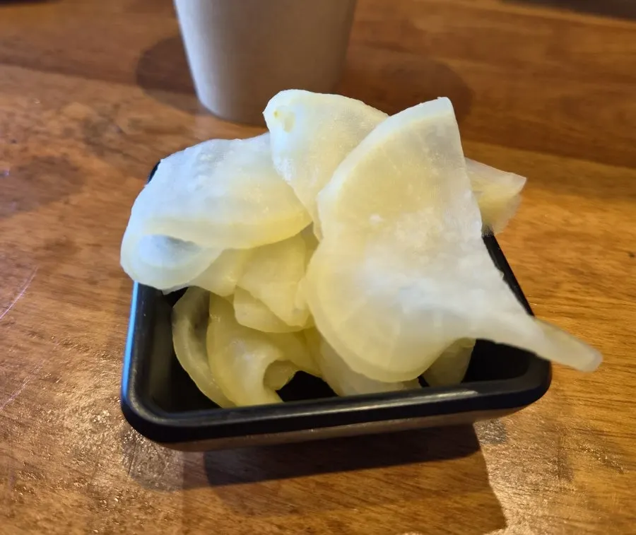 Yuzu pickled radish served with the ramen