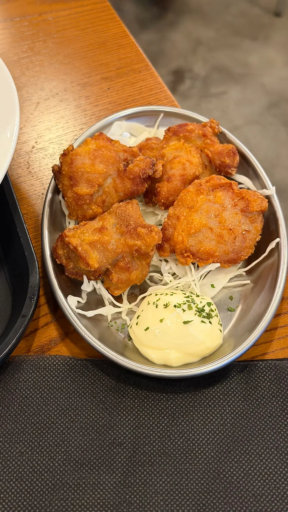 A plate of chicken karaage ordered as a side