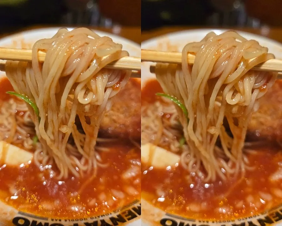 Beef cutlet ramen at spice level 1 with added cilantro