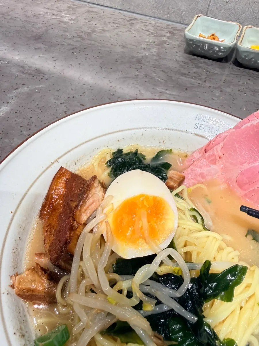 A bowl of ramen eaten at Menya Seoul