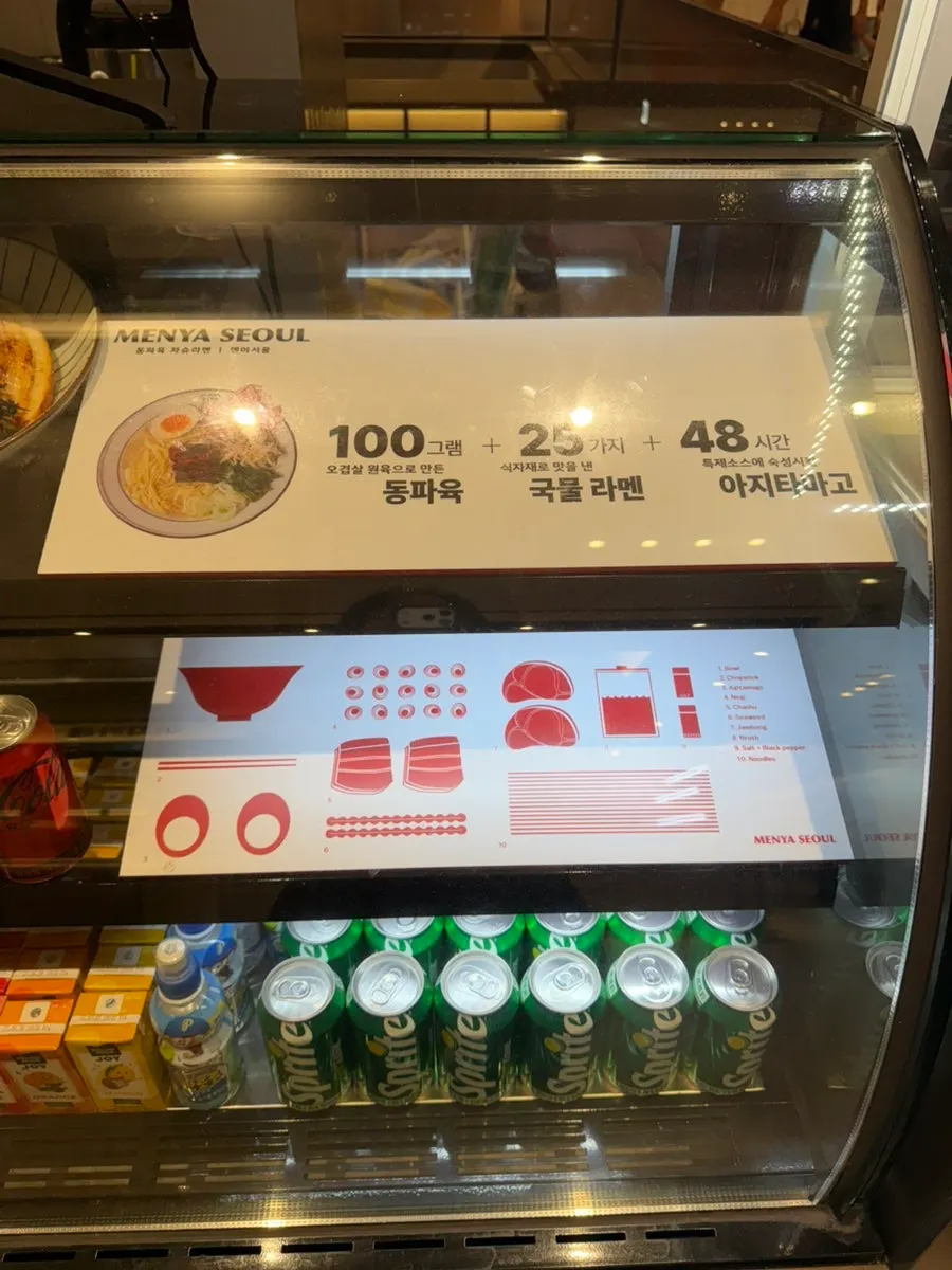 Board explaining Menya Seoul's set composition