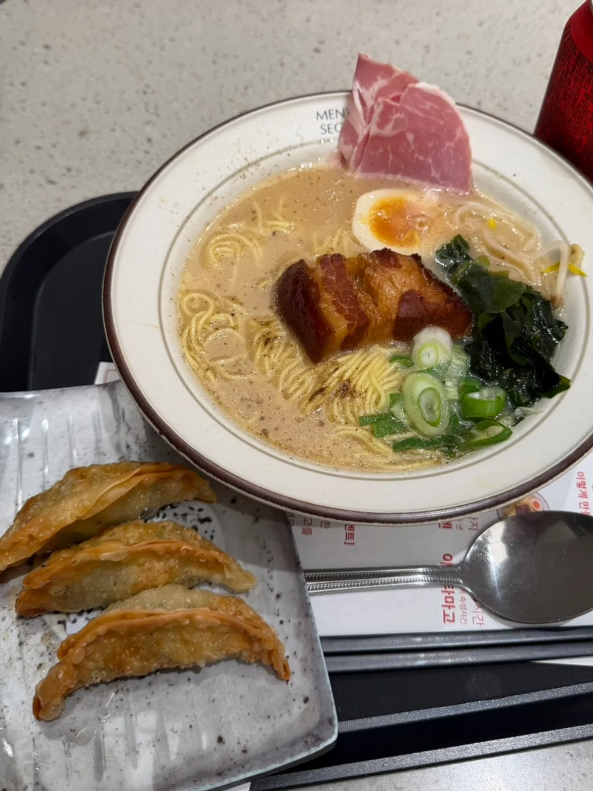 Basic dongpo pork ramen topped with dongpo pork and jambon