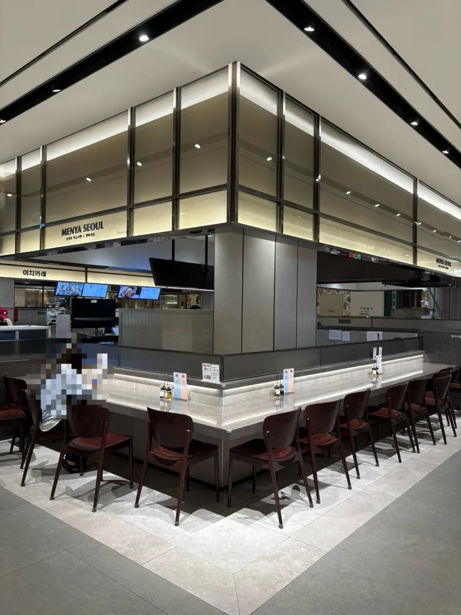 Renovated basement food court passage in the department store