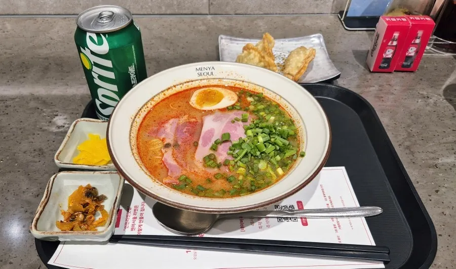 Spicy-broth ramen topped with jambon char siu