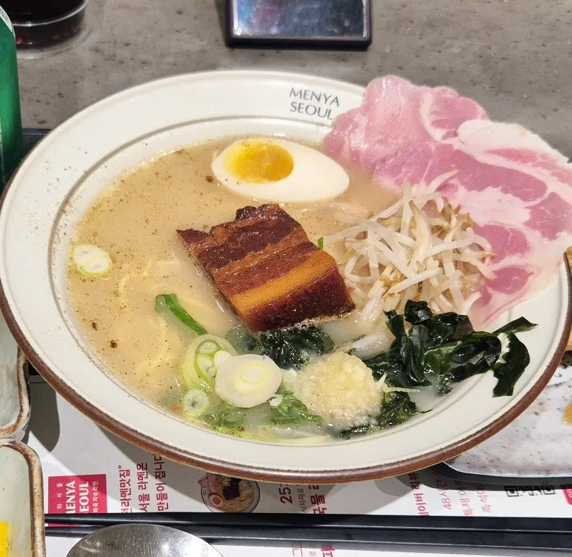 Close-up of char siu topping on the ramen