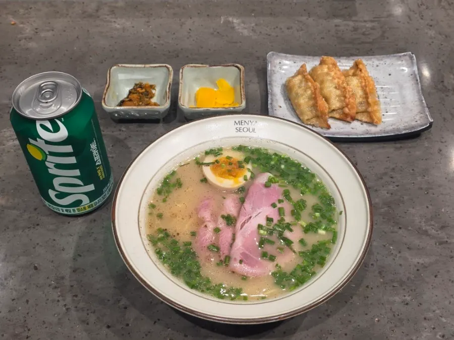 Table setting at the counter seats of Menya Seoul