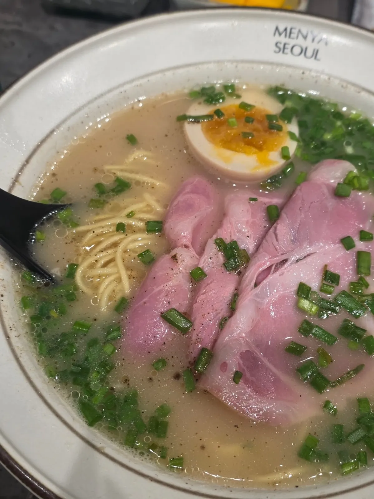 Menya Seoul's jambon char siu ramen topped with smoked jambon
