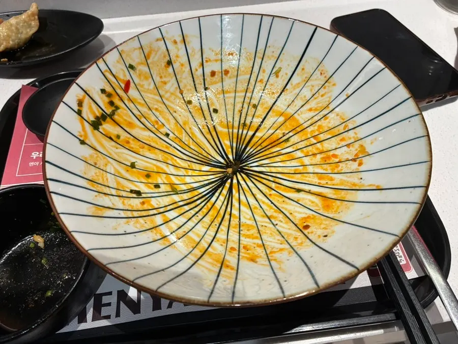 Rice mixed into the leftover mazesoba sauce