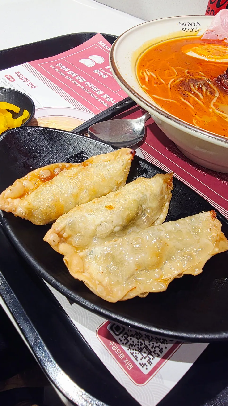 노릇하게 구워진 군만두 접시