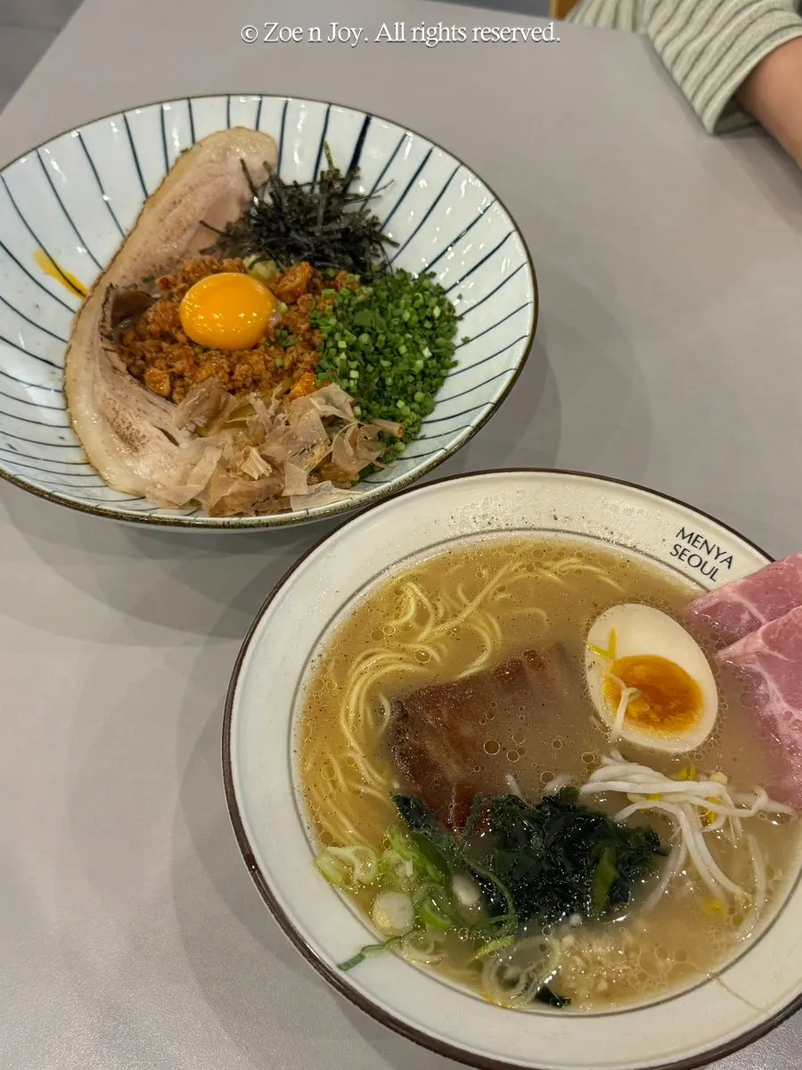 통삼겹 마제소바와 동파육 순한국물 라멘 두 그릇