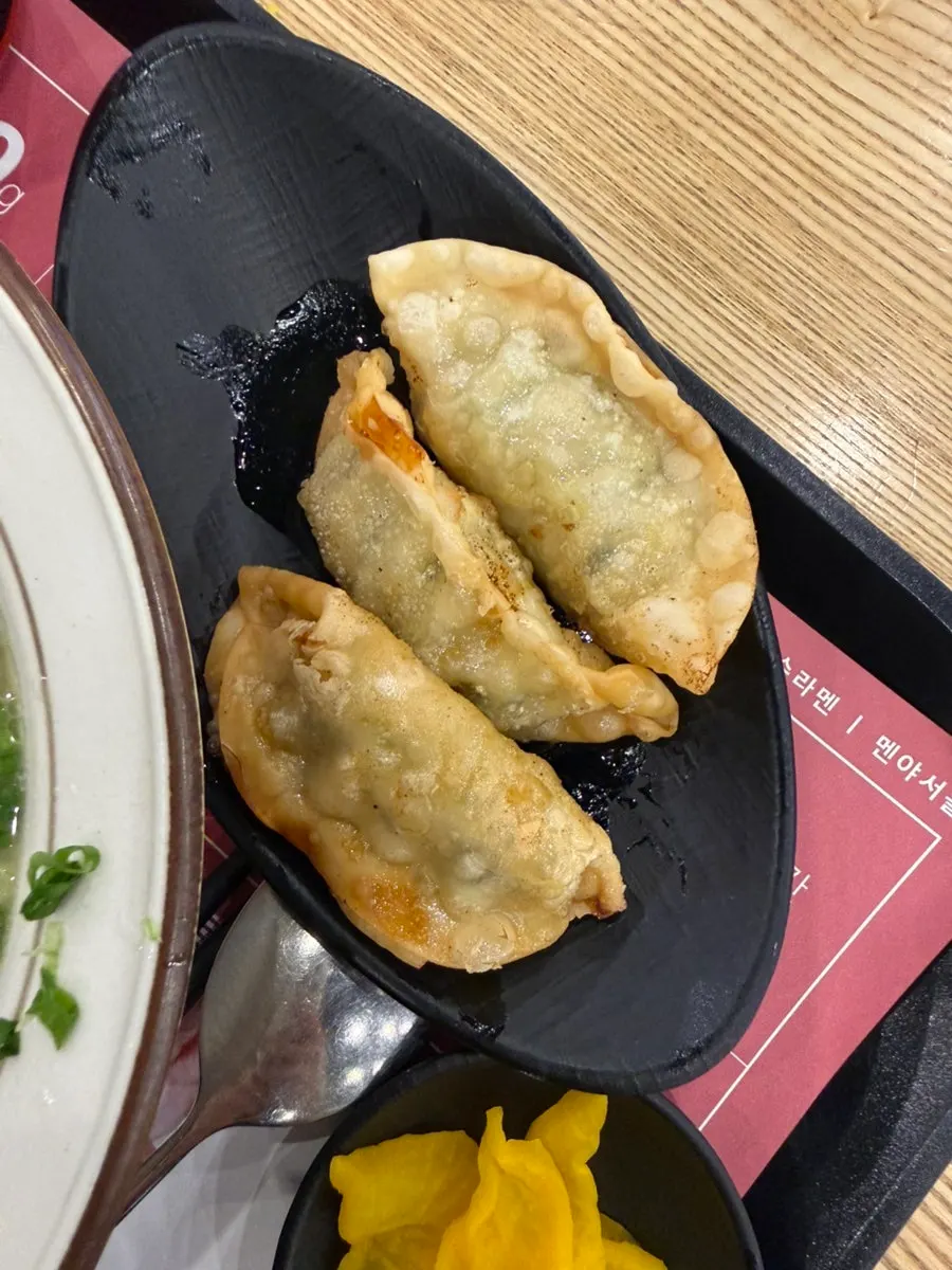 Gyoza dumplings served as a set side