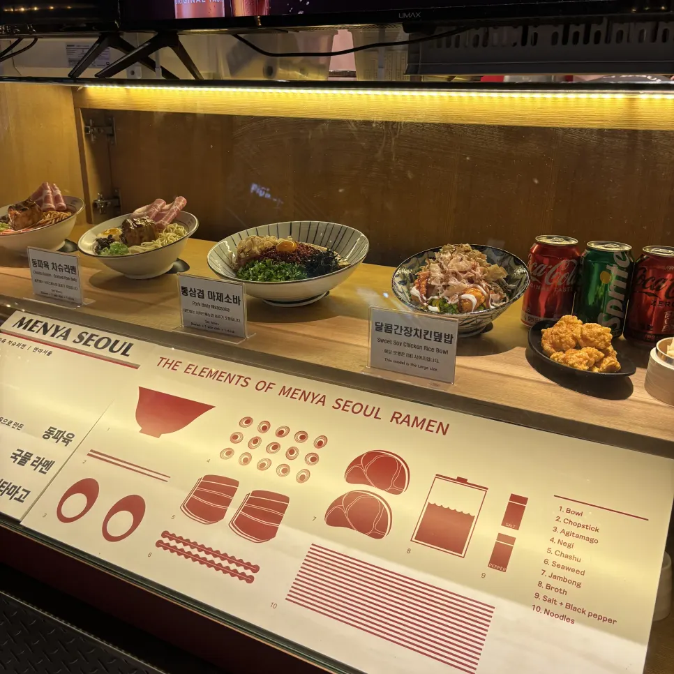 Ramen food samples on display to help with menu selection
