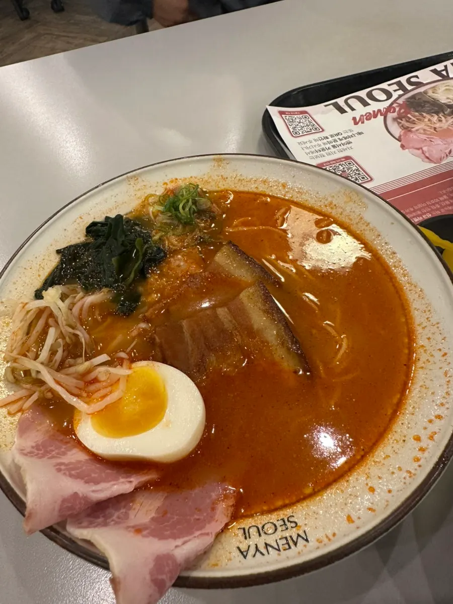 A bowl of Menya Seoul's spicy ramen