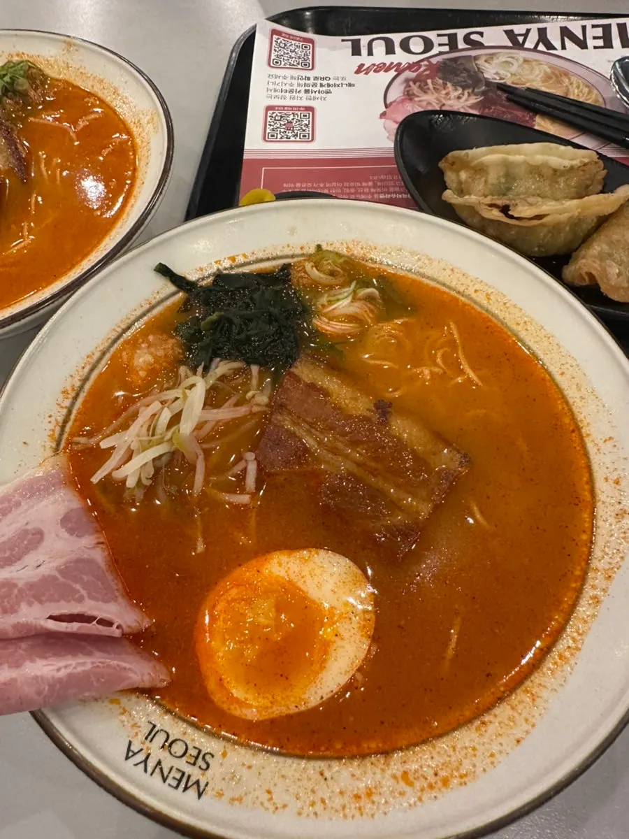 Spicy ramen ordered with double dongpo pork