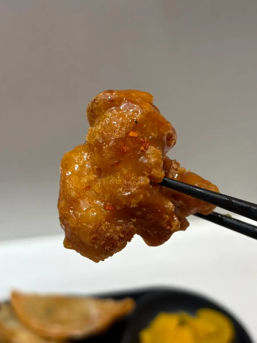 Inside of freshly fried karaage