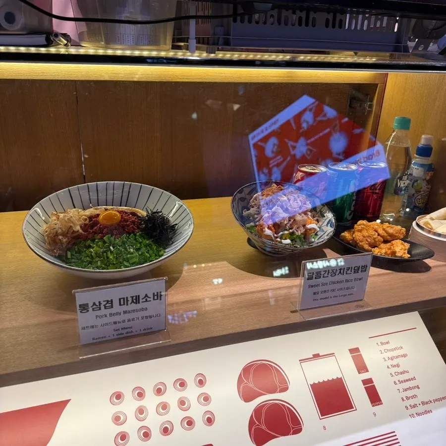 메뉴 확인용 음식 샘플 진열대