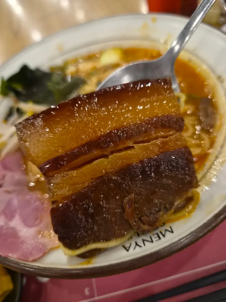 Softly broken-apart dongpo pork char siu