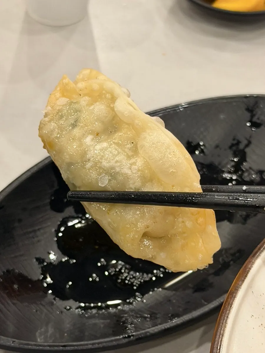 바싹하게 구워진 교자 단면