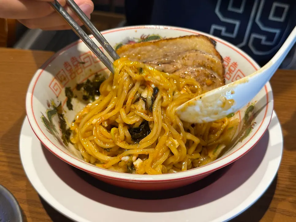 아부라소바 매운맛과 오리지널 두 그릇