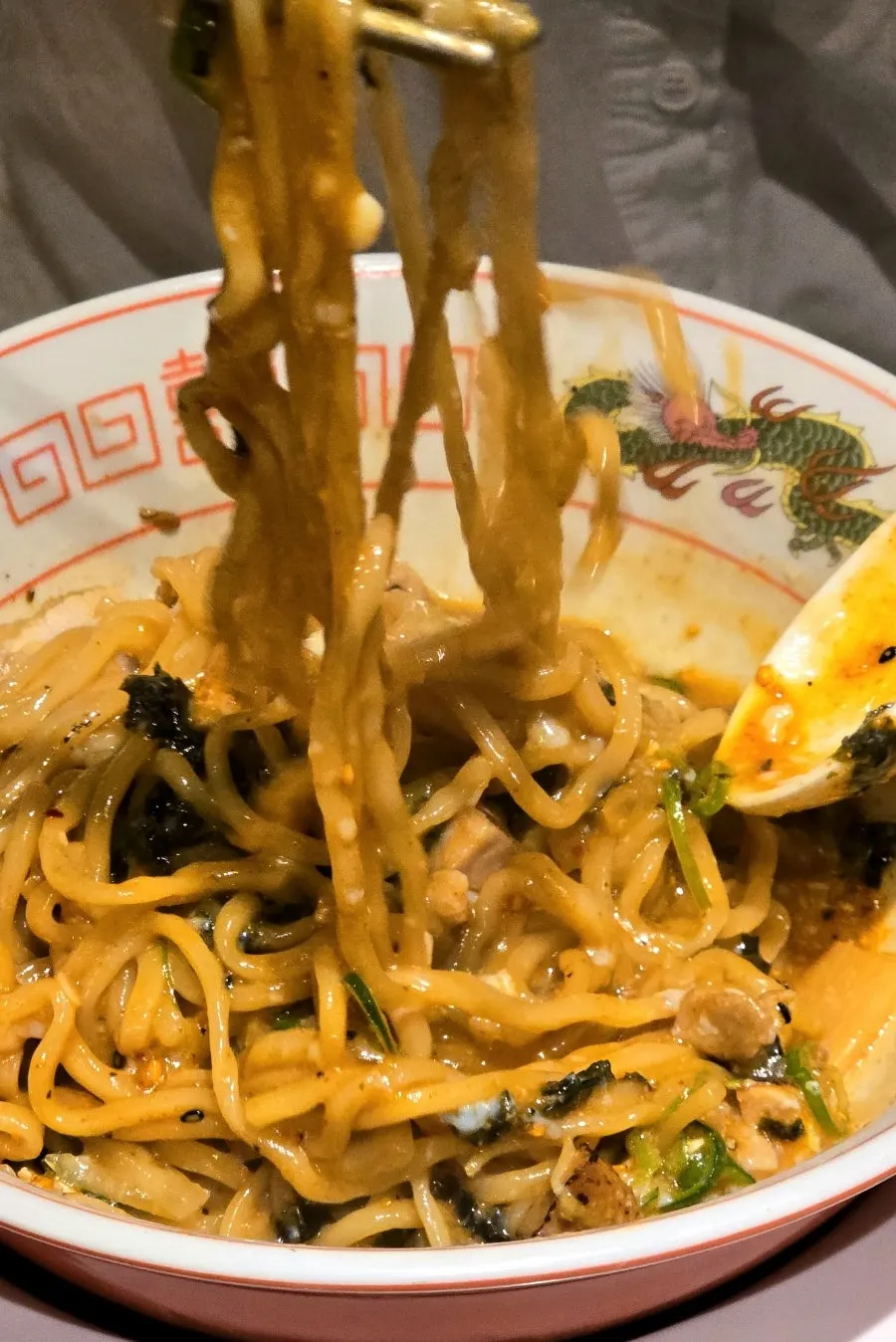 Abura soba noodles coated in sauce