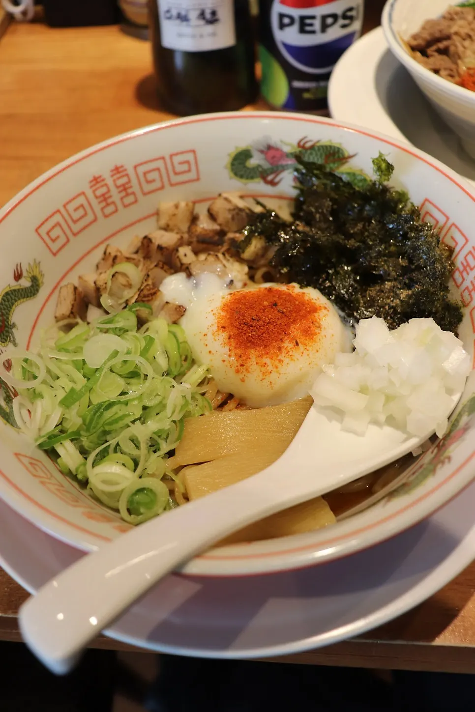 Abura soba noodles with scallion and seaweed flakes