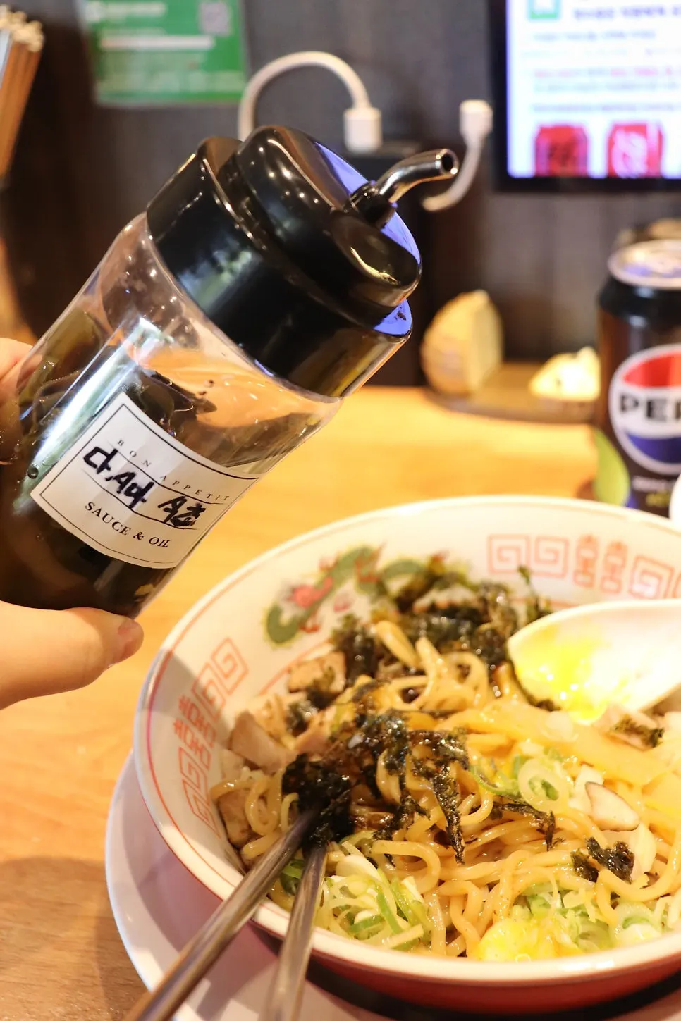 Pork topping on the abura soba