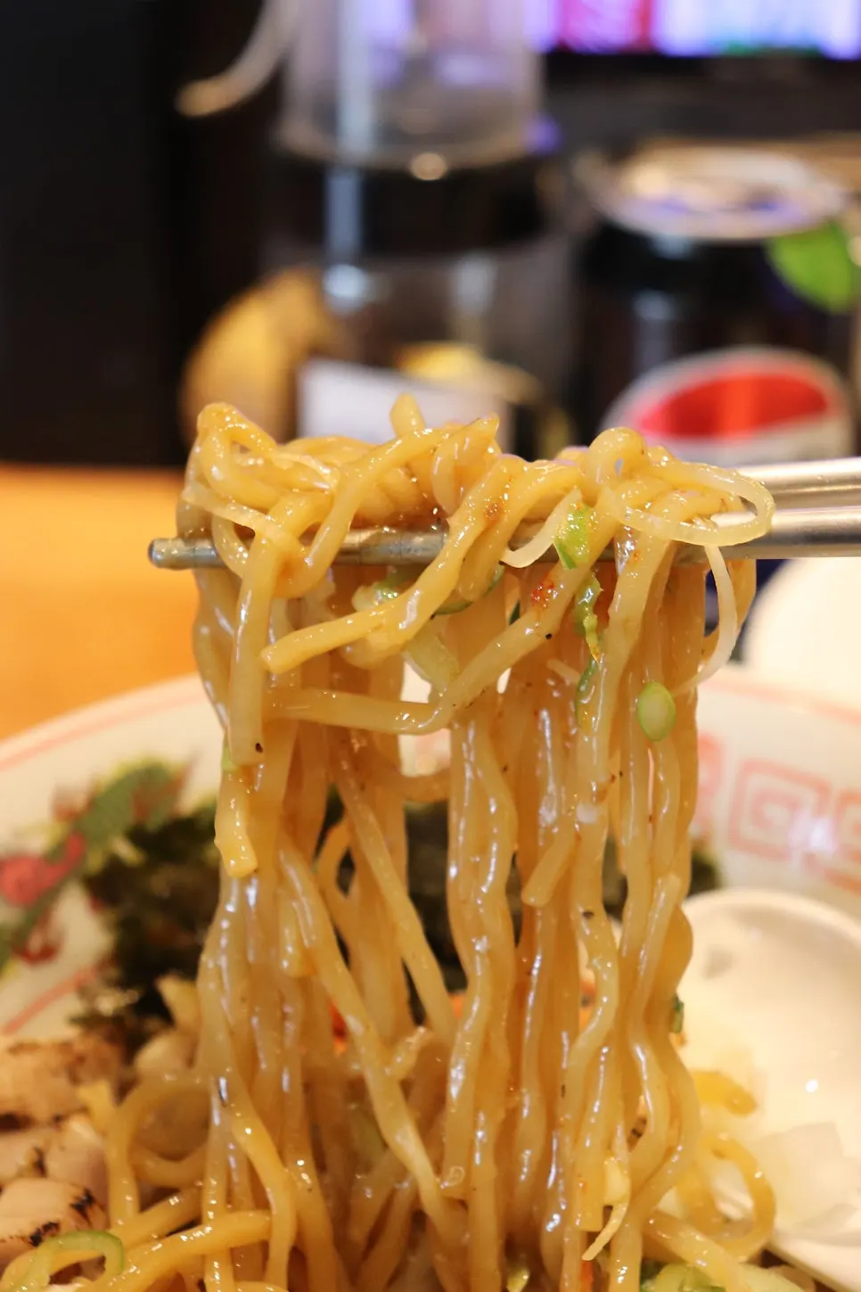 Nearly finished bowl of abura soba