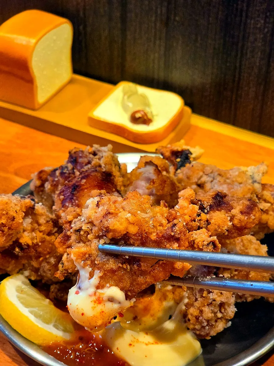 Golden fried homemade karaage from Mentsuru