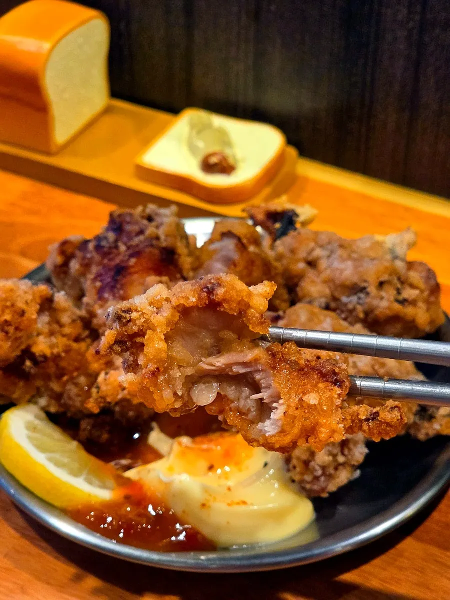 Cross-section of the chicken thigh karaage