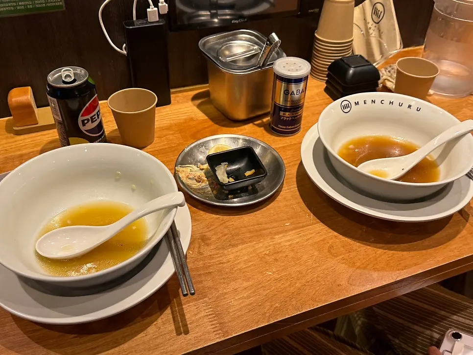 Ramen bowl emptied down to the bottom