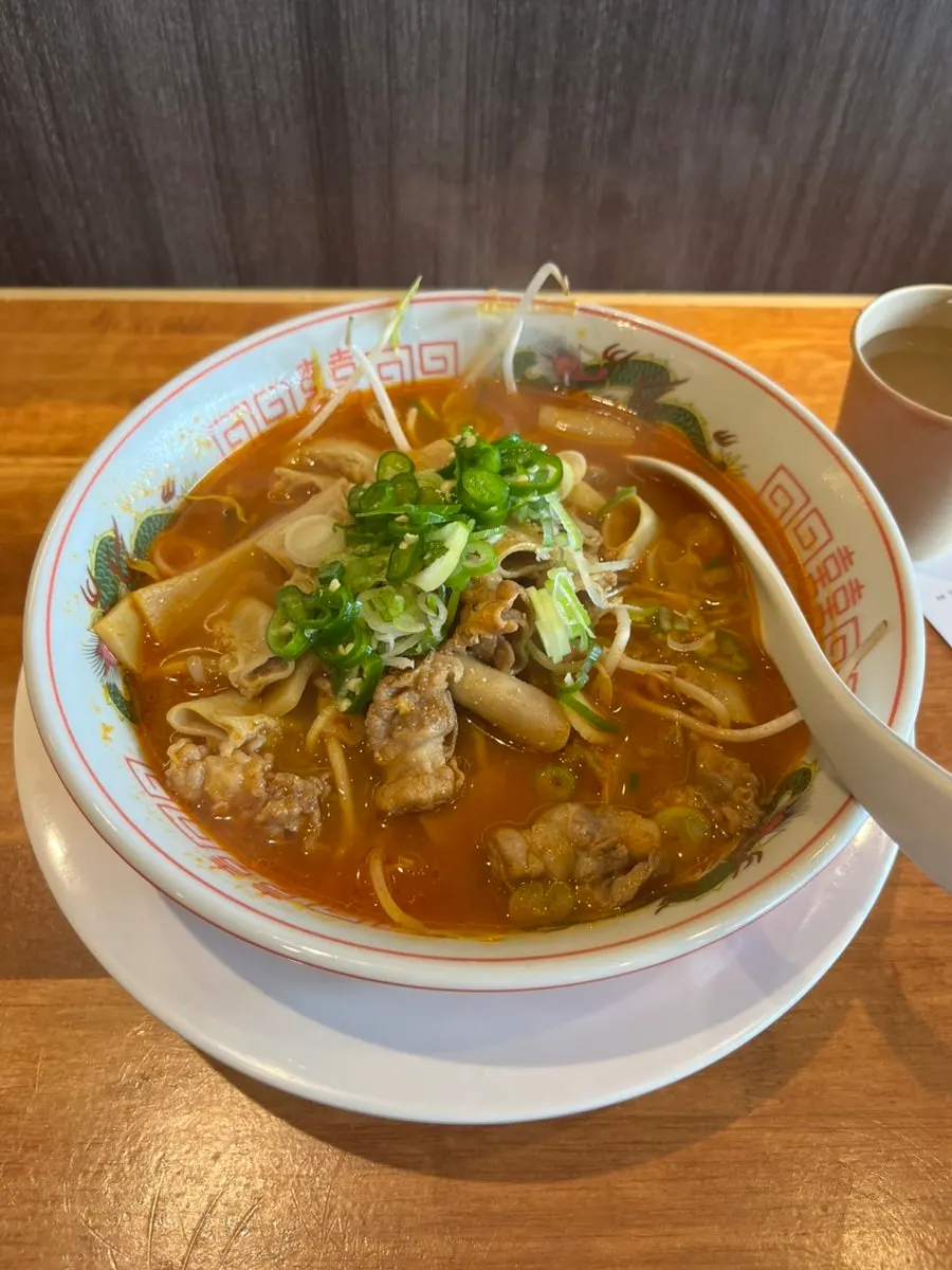 Bowl of motsu ramen that arrived within 5 minutes