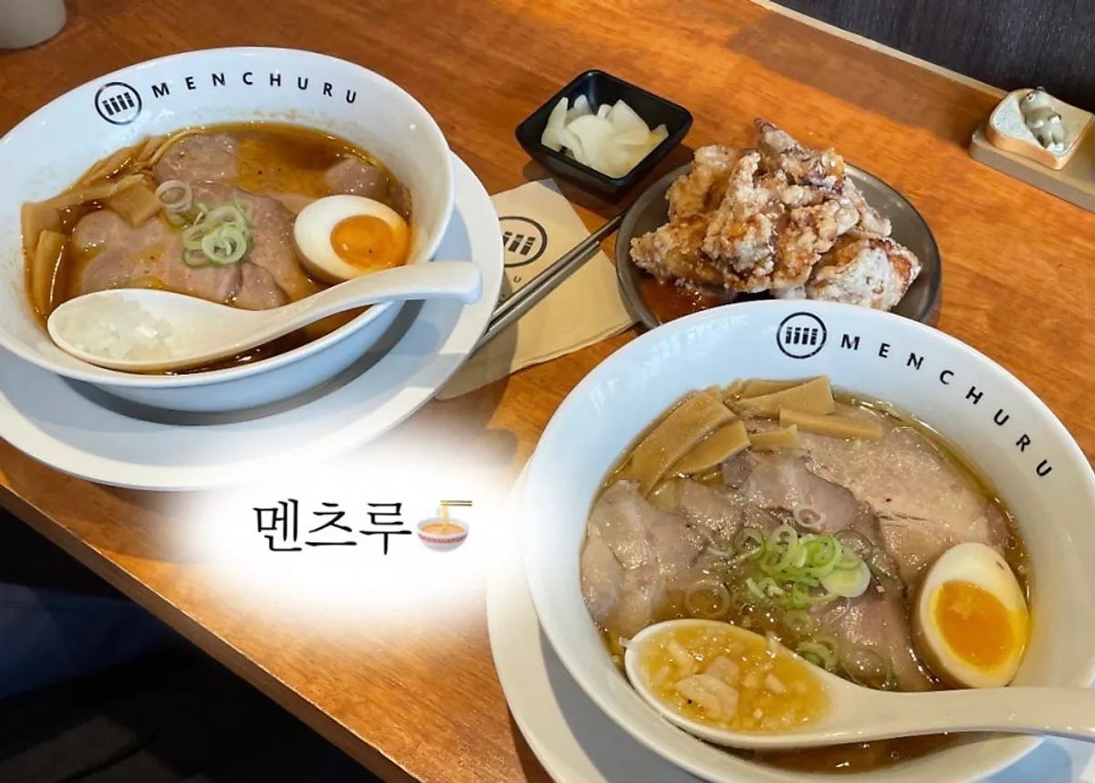 Ramen and karaage spread at Mentsuru Children's Grand Park Branch