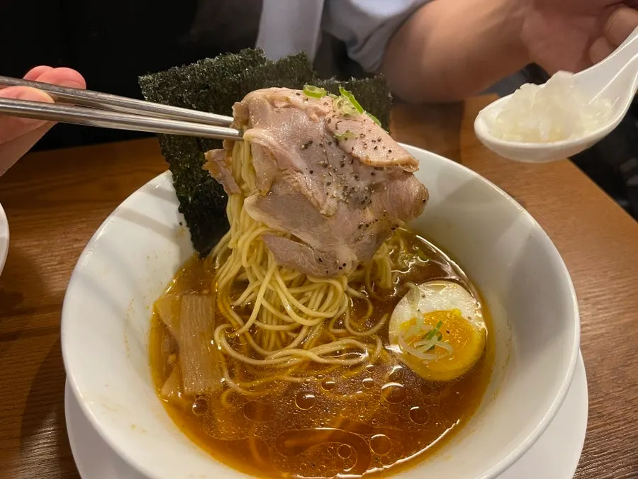 A bowl of spicy shoyu ramen at Mentsuru