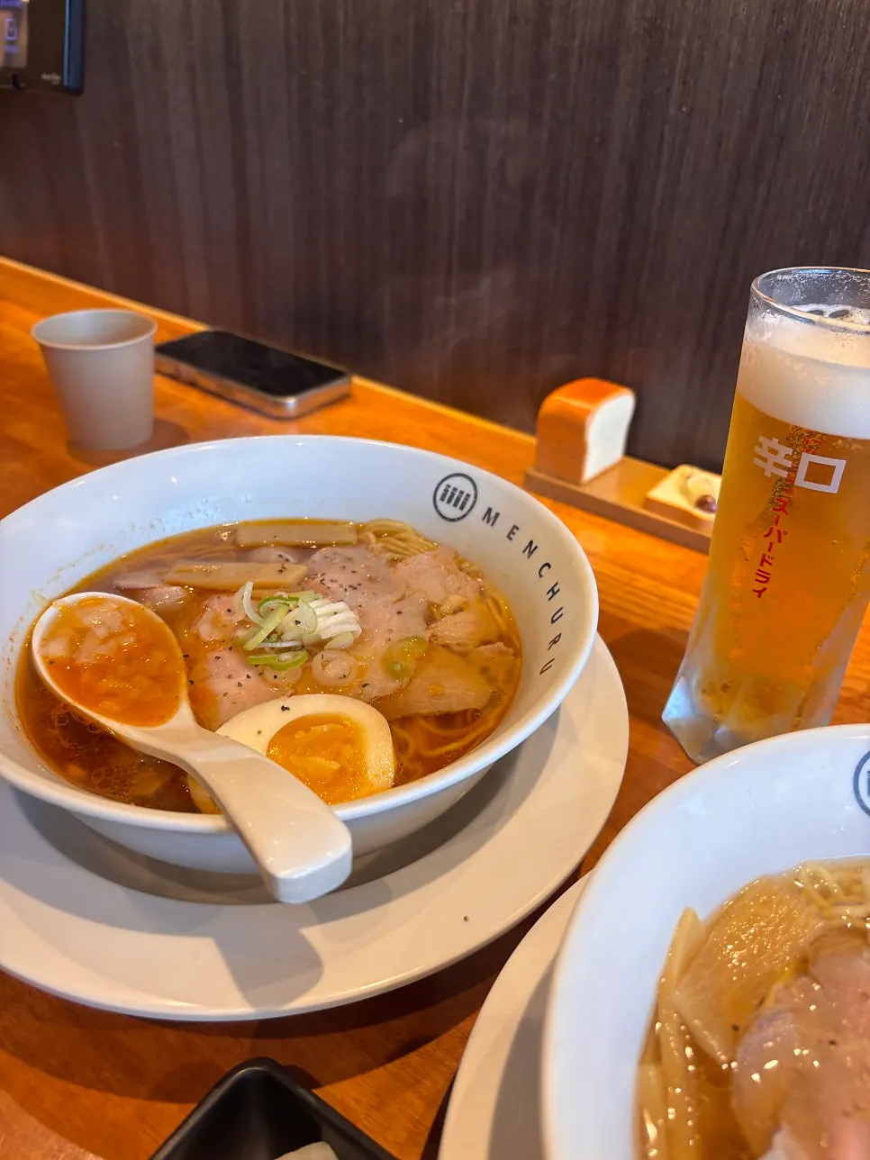 Close-up of shio ramen noodles and toppings