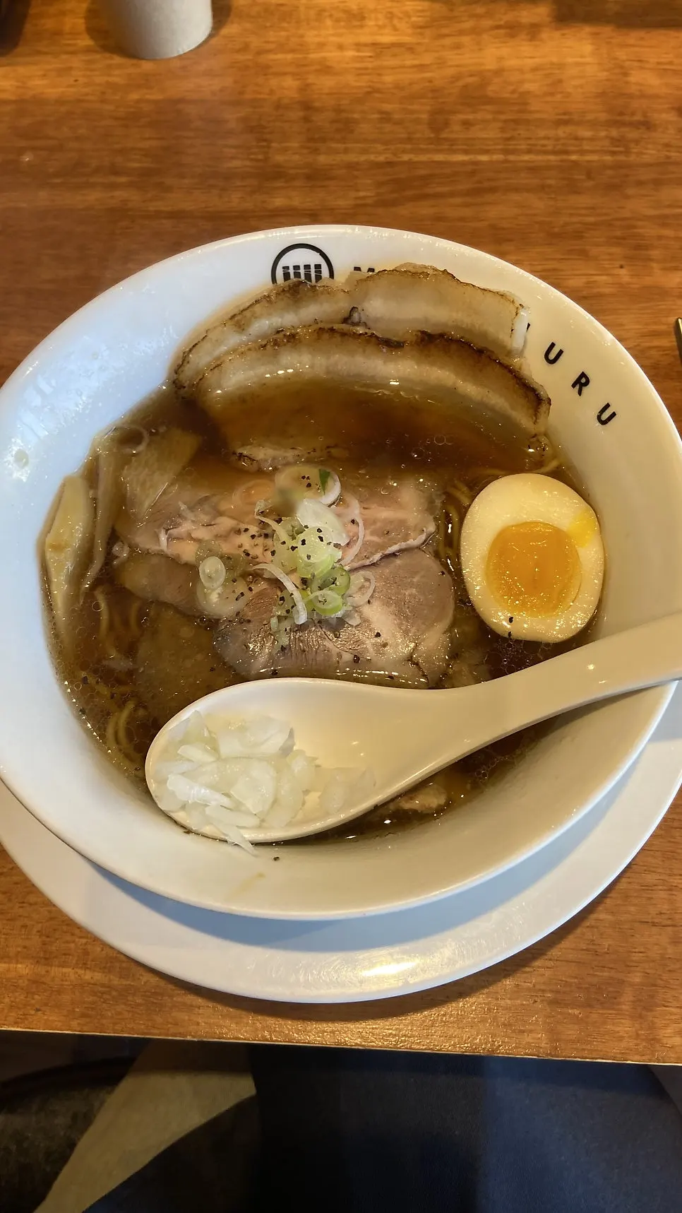 Shoyu ramen set on the bar table